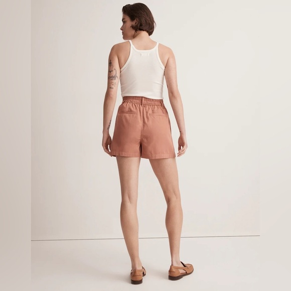 Madewell Salmon The Neale Shorts Drapeweave Mauve Elastic Pull On Pleated Button - Picture 4 of 6